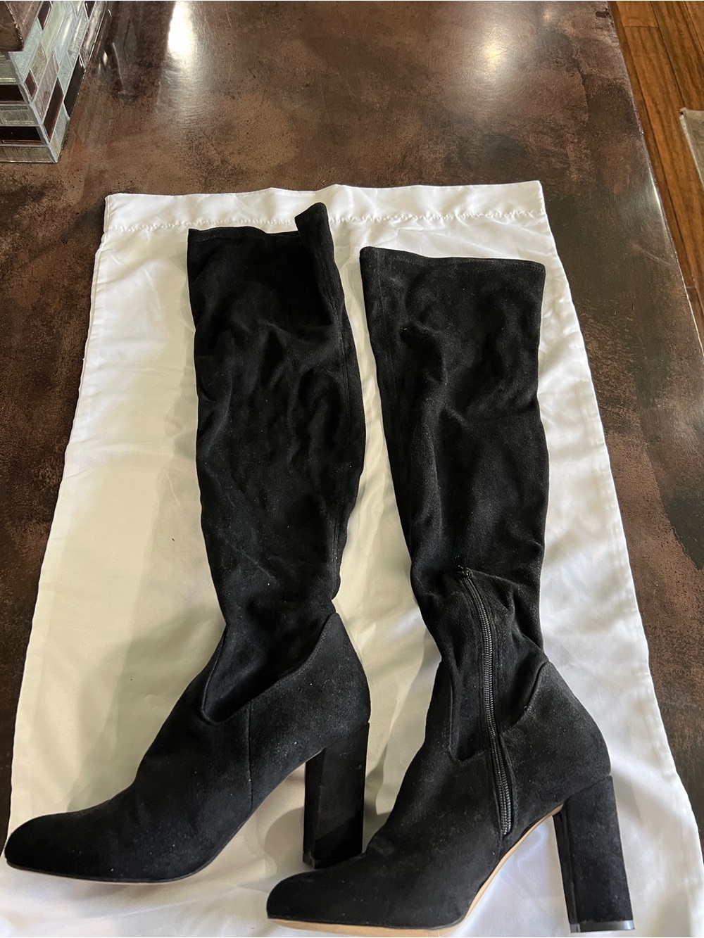 Madden Girl Black Over-The-Knee Suede Block Heel Boots